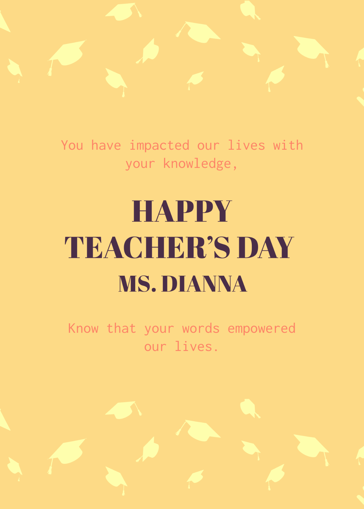 Simple Teacher's Day Card Template