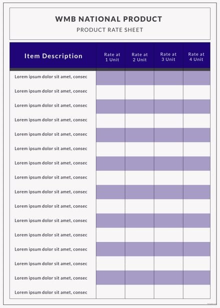 Free Rate Sheet Templates Download Ready Made Template net