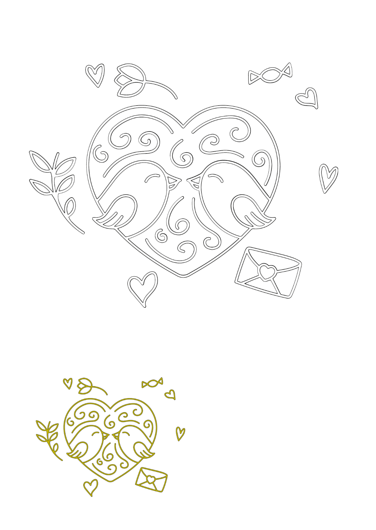 Love Doodle Coloring Page Template