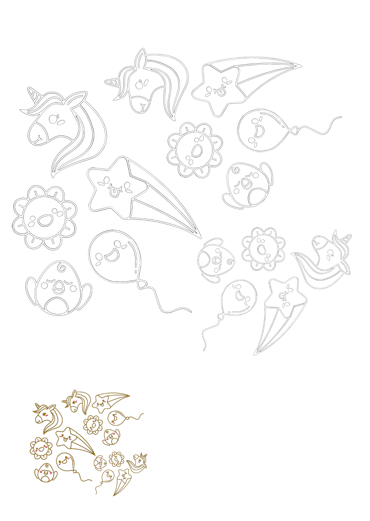 Cute Doodle Coloring Page Template