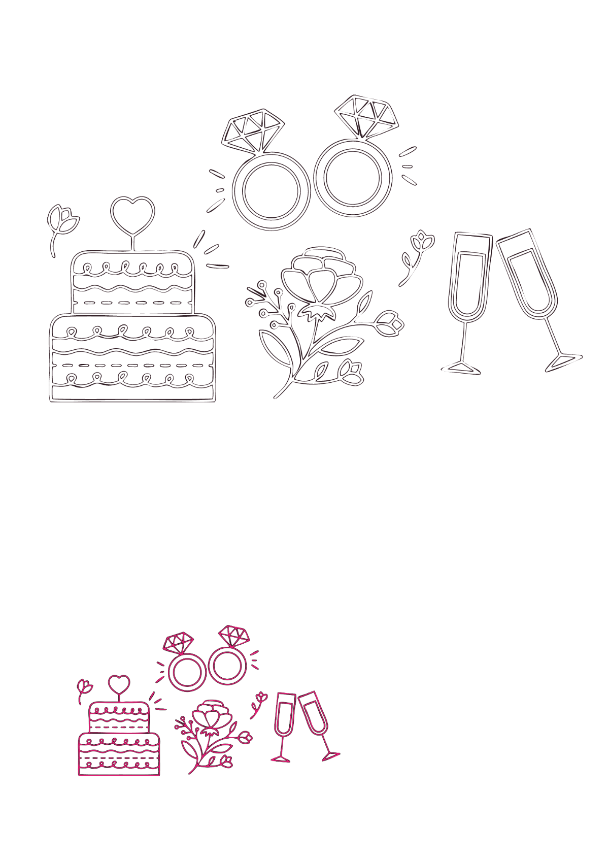 Wedding Doodle Coloring Page Template