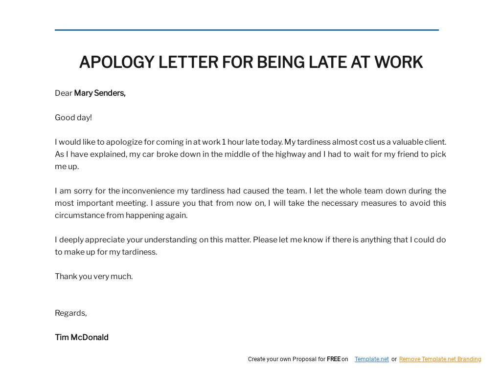 Free Apology Letter For Being Late At Work Template.jpe