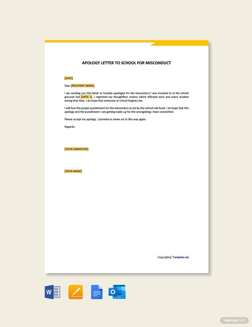 Free Apology Letter To School For Misconduct Template