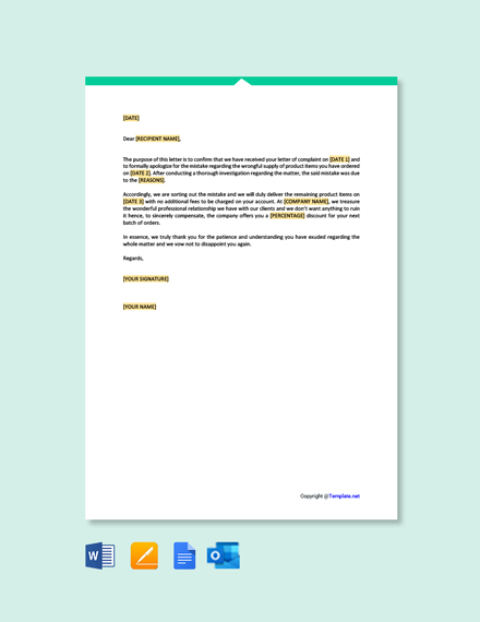 Free Apology Letter for Mistake in Work Template - Google Docs, Word ...