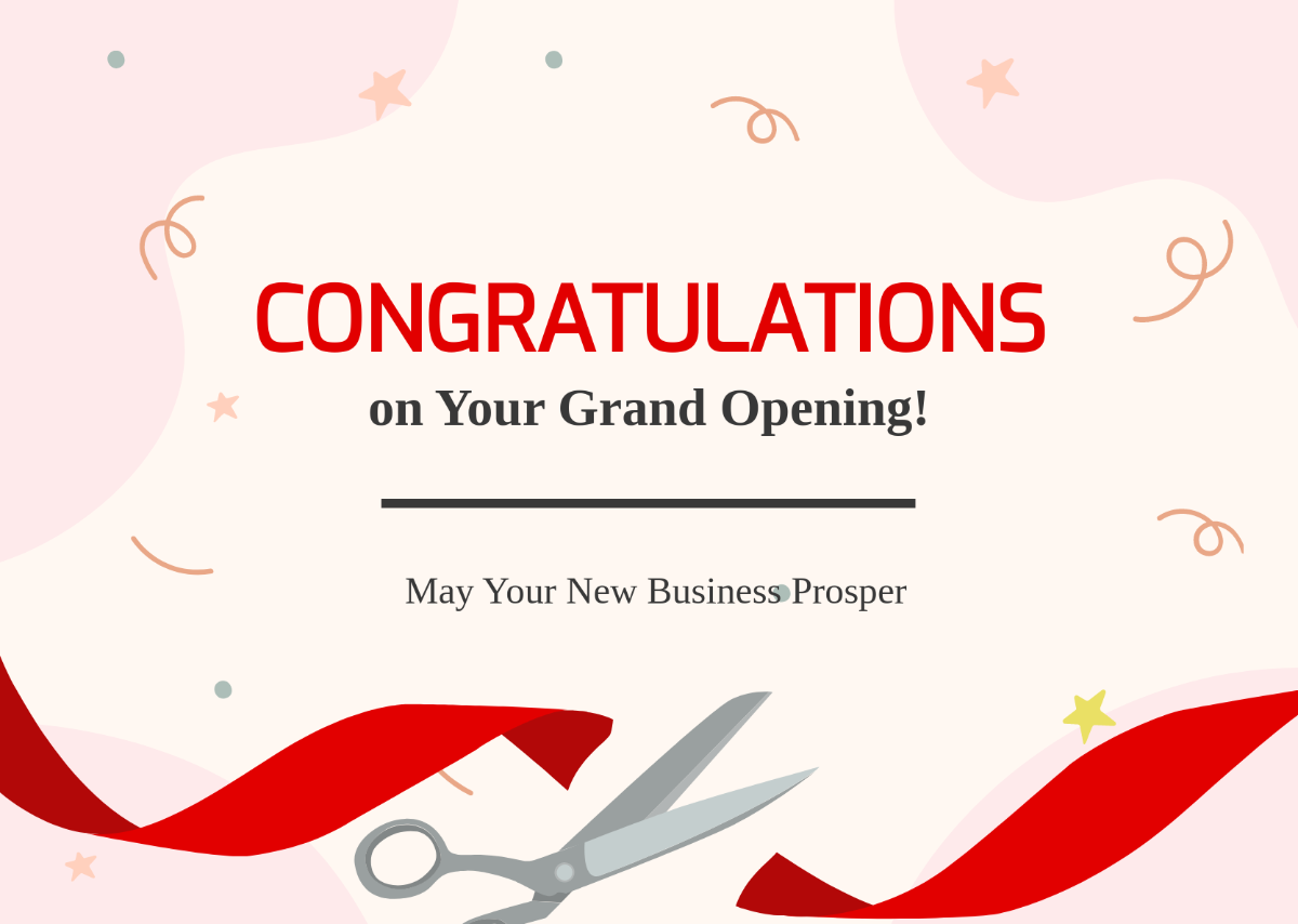 Grand Opening Congratulations Card Template