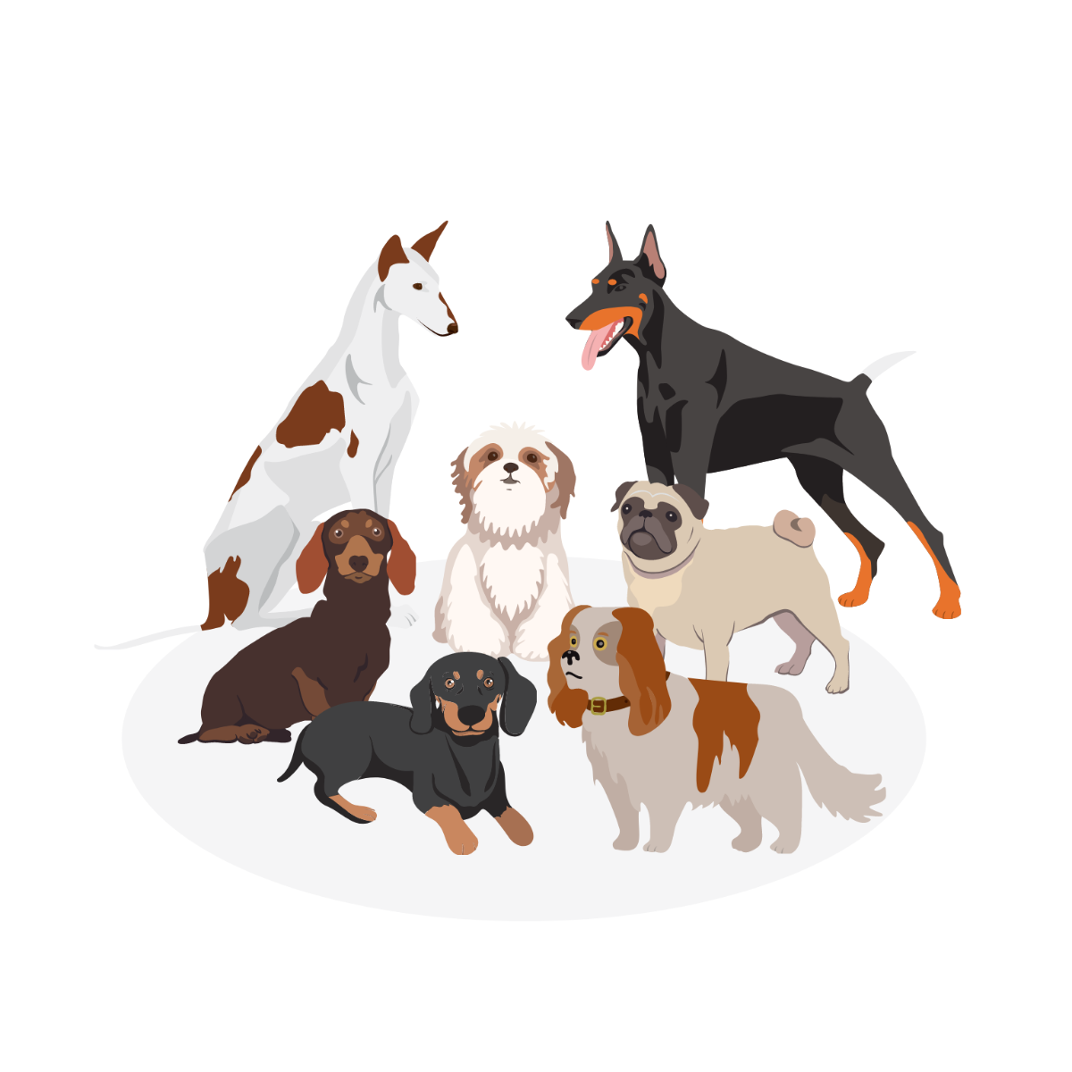 Dog Group Vector Template