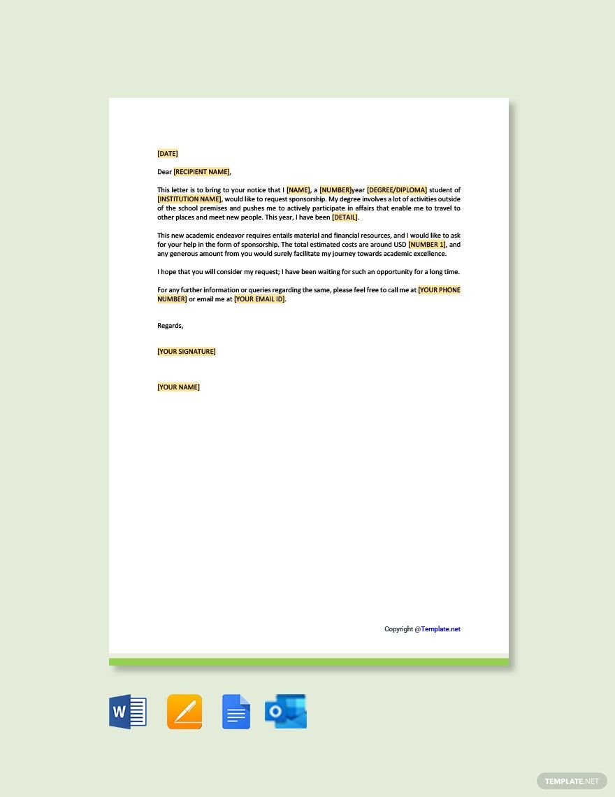 Sponsorship Request Letter For Student Template