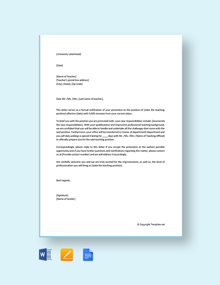 sample of application letter for teacher promotion