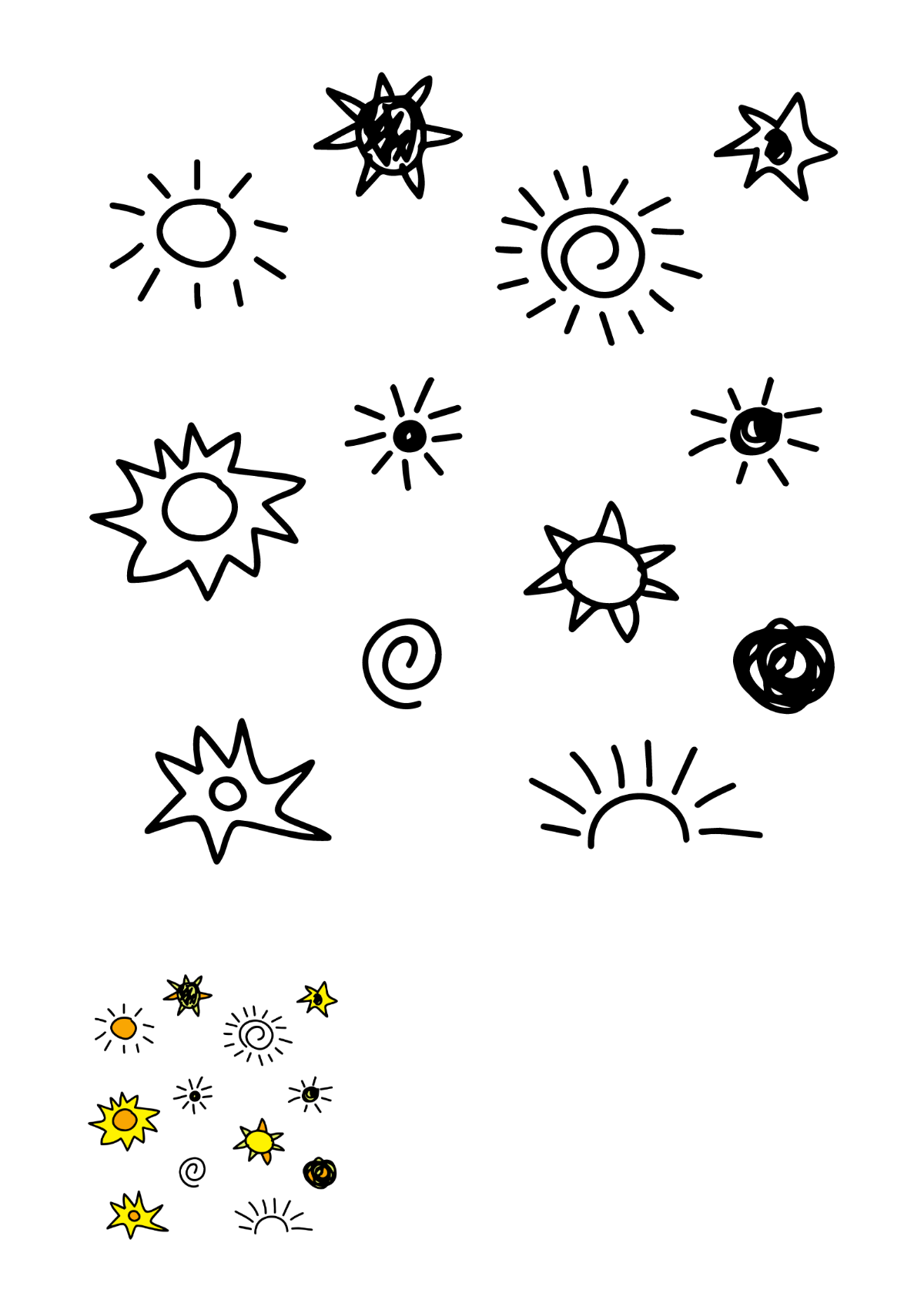 Sun Doodle Coloring Page Template