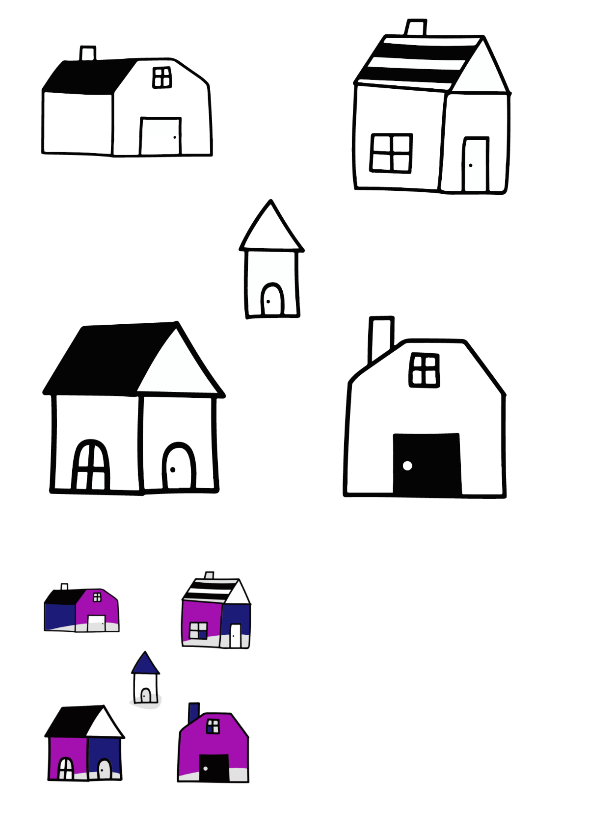 House Doodle Coloring Page Template