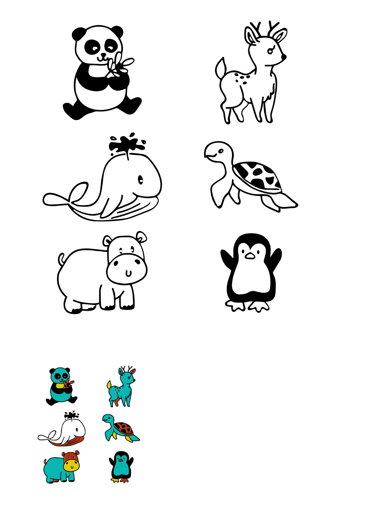 Animal Doodle Coloring Page Template