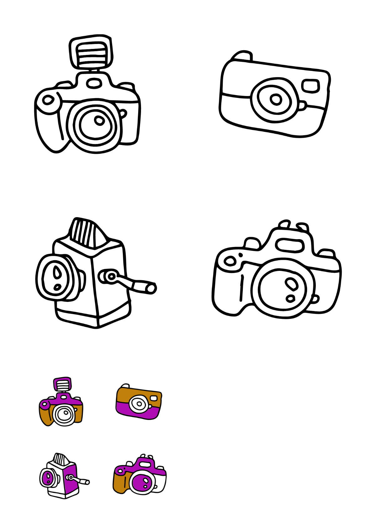 Camera Doodle Coloring Page Template