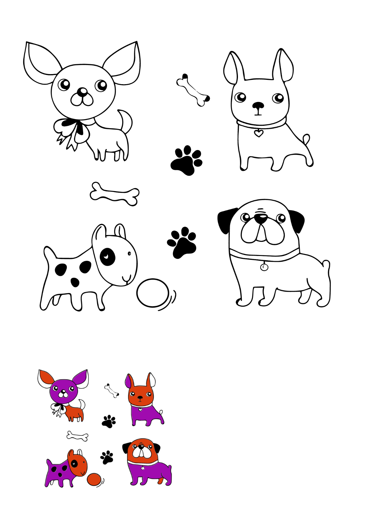 Dog Doodle Coloring Page Template
