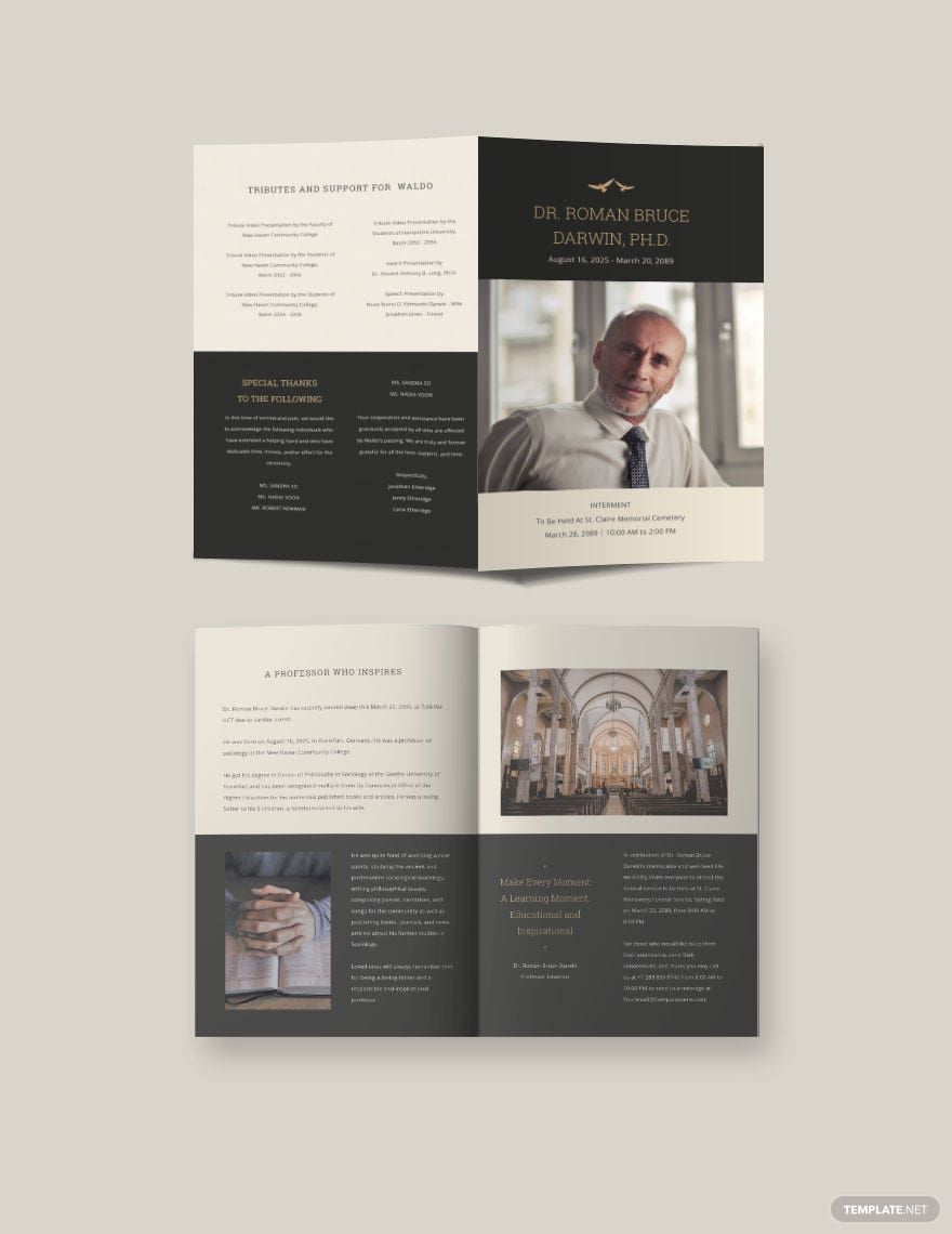 Editable Blank Funeral Program Brochure