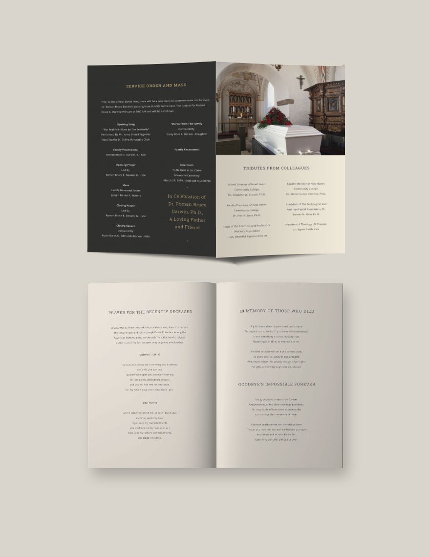Printable Blank Funeral Program Brochure