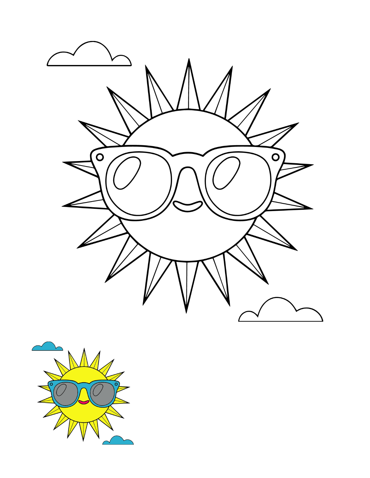 Happy Summer Coloring Page Template