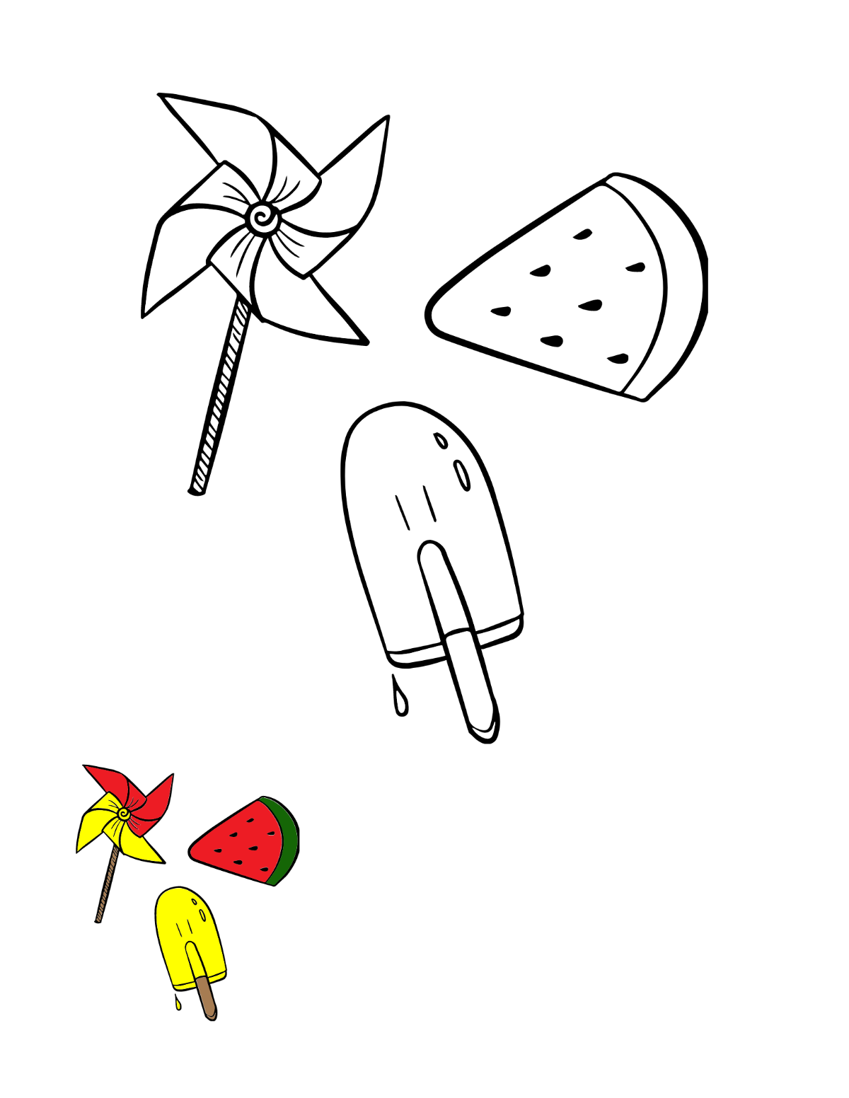 Summer Coloring Page For Kids Template