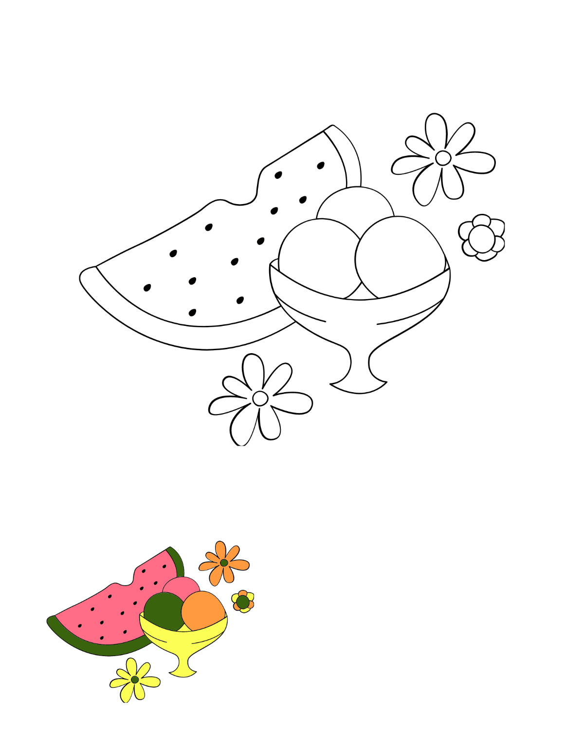 Summer Season Coloring Page Template