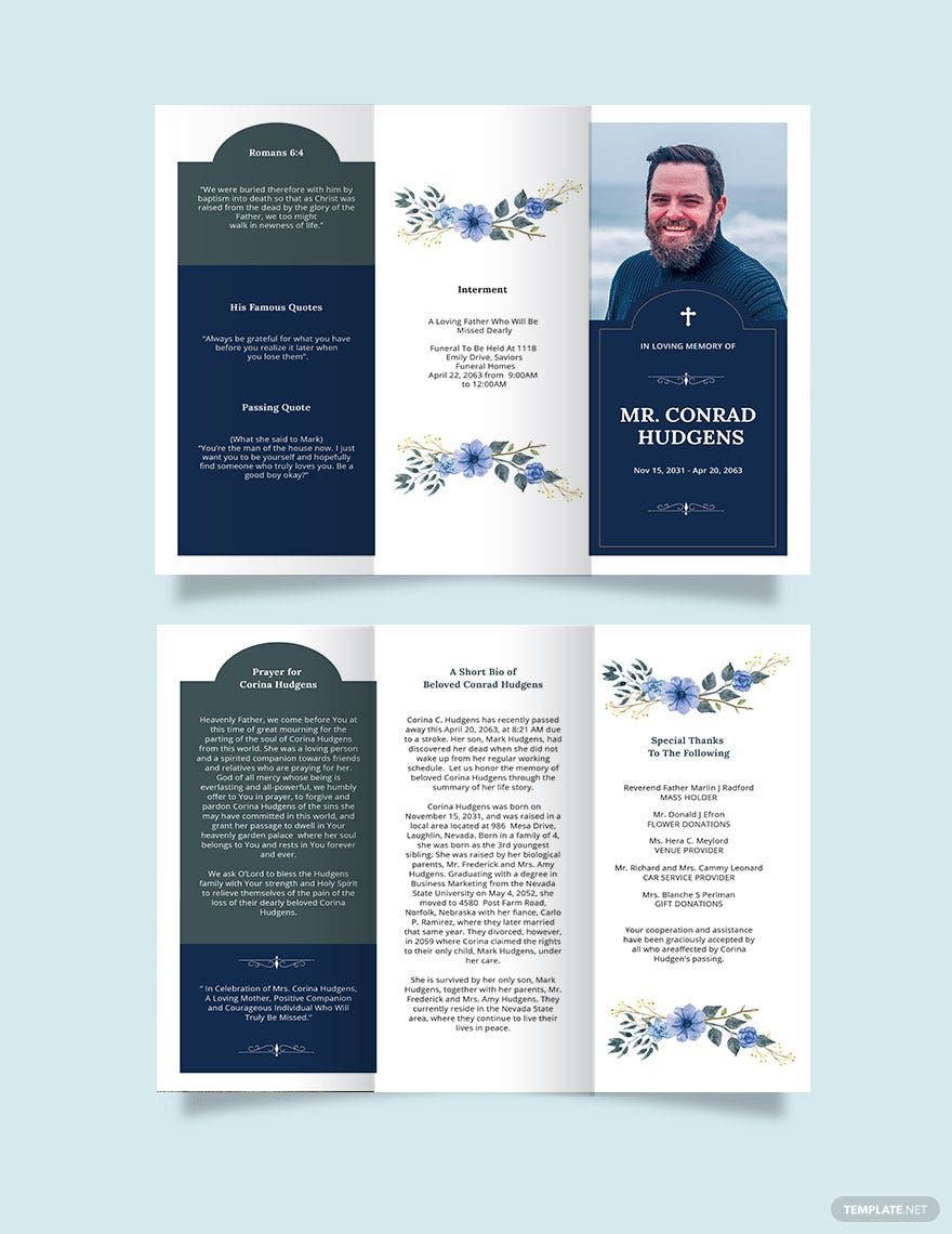 Catholic Burial Funeral Tri-Fold Brochure Template