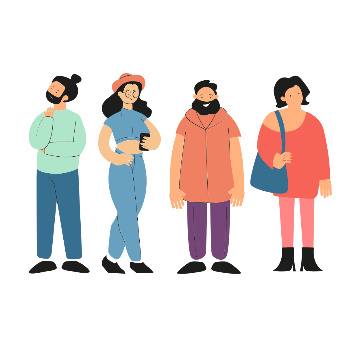Row of People Vector Template