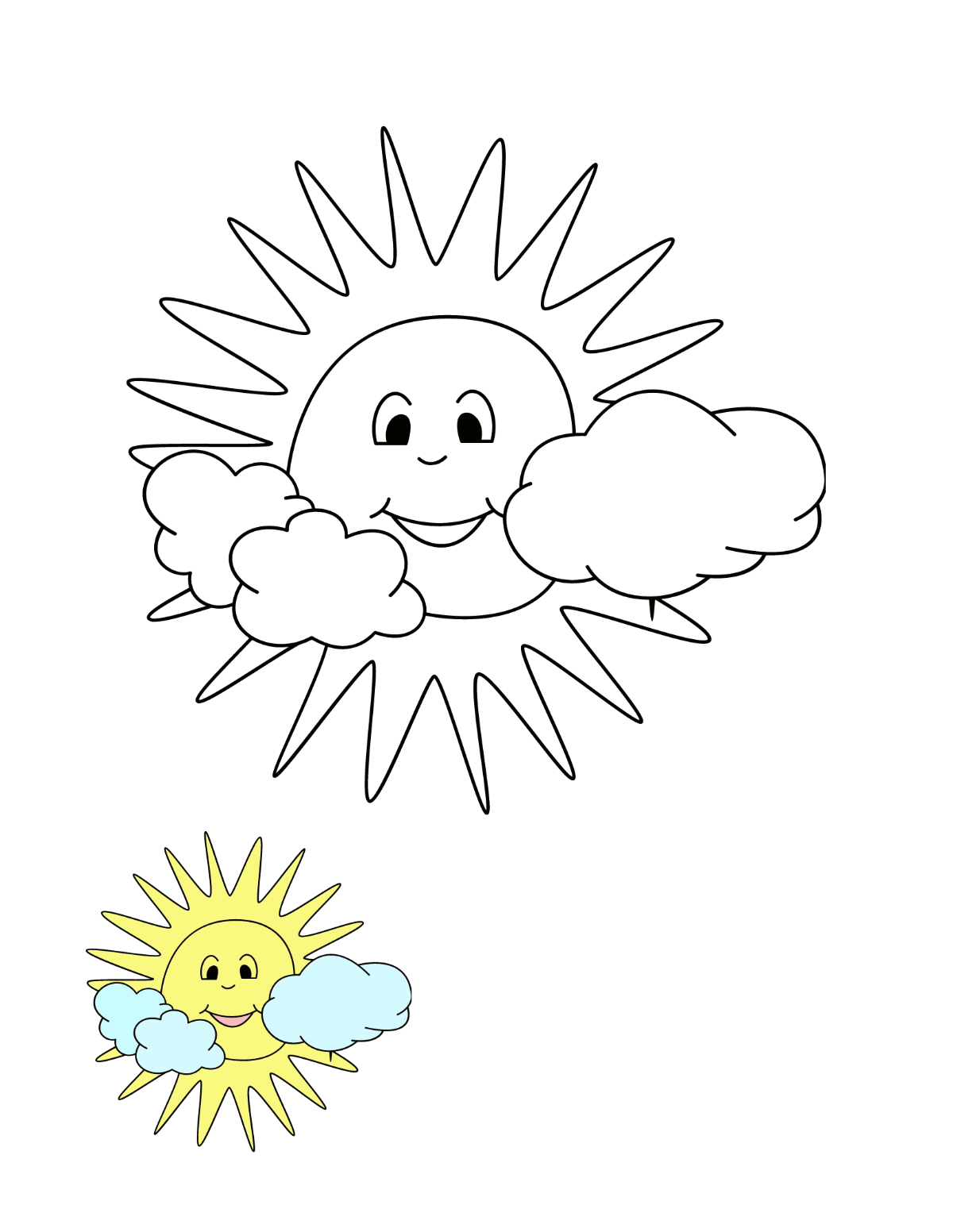 Cute Summer Coloring Page Template