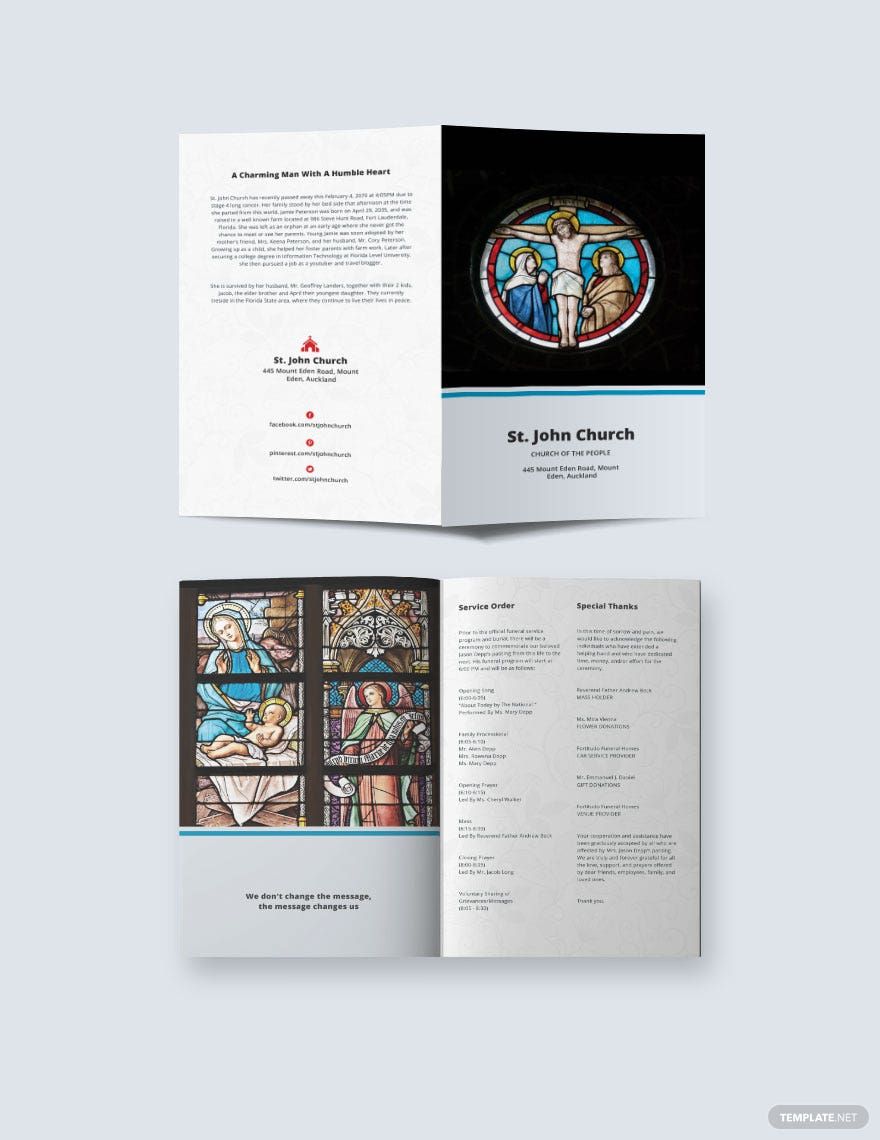 Catholic Funeral Mass Bi-Fold Brochure Template