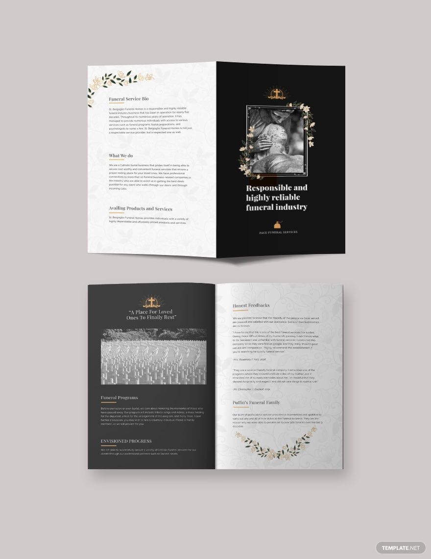 Catholic Funeral Service Bi-fold Brochure Template