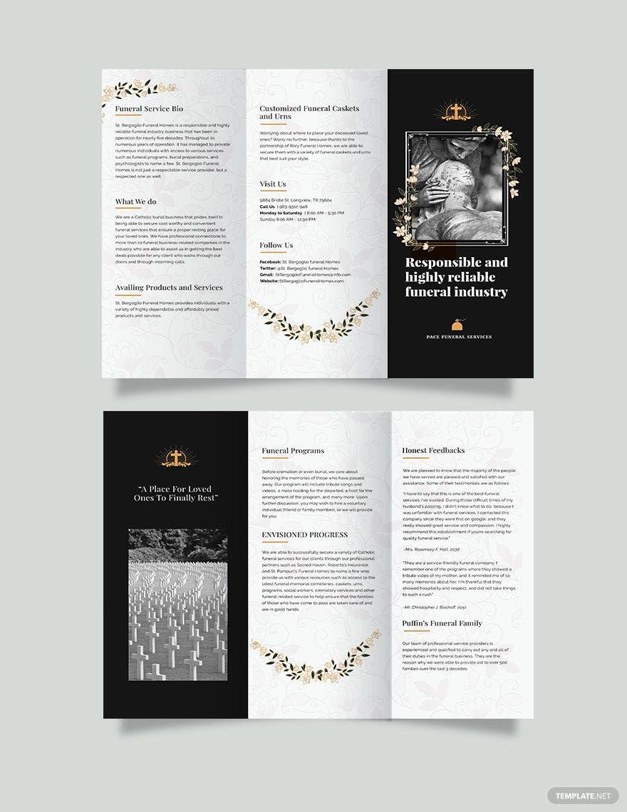 Catholic Funeral Service Tri-Fold Brochure Template