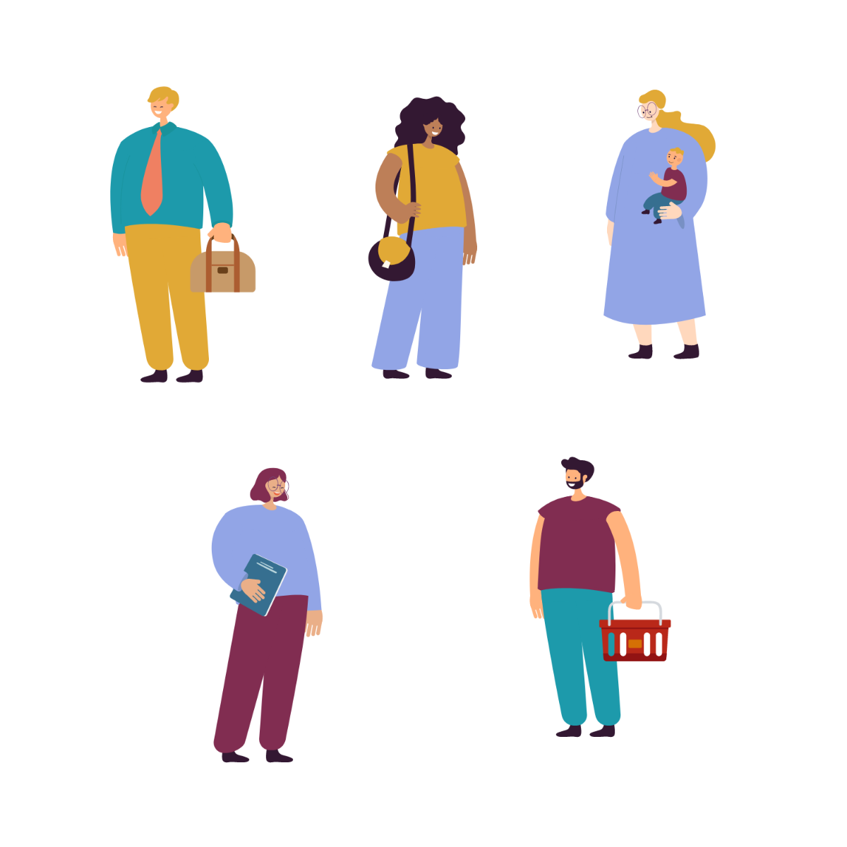 Flat People Vector Template