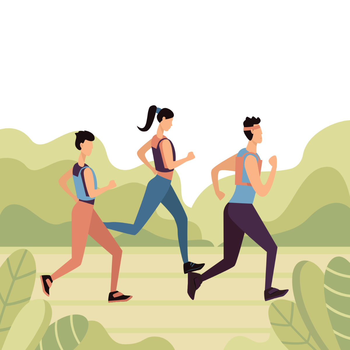 People Running Vector Template