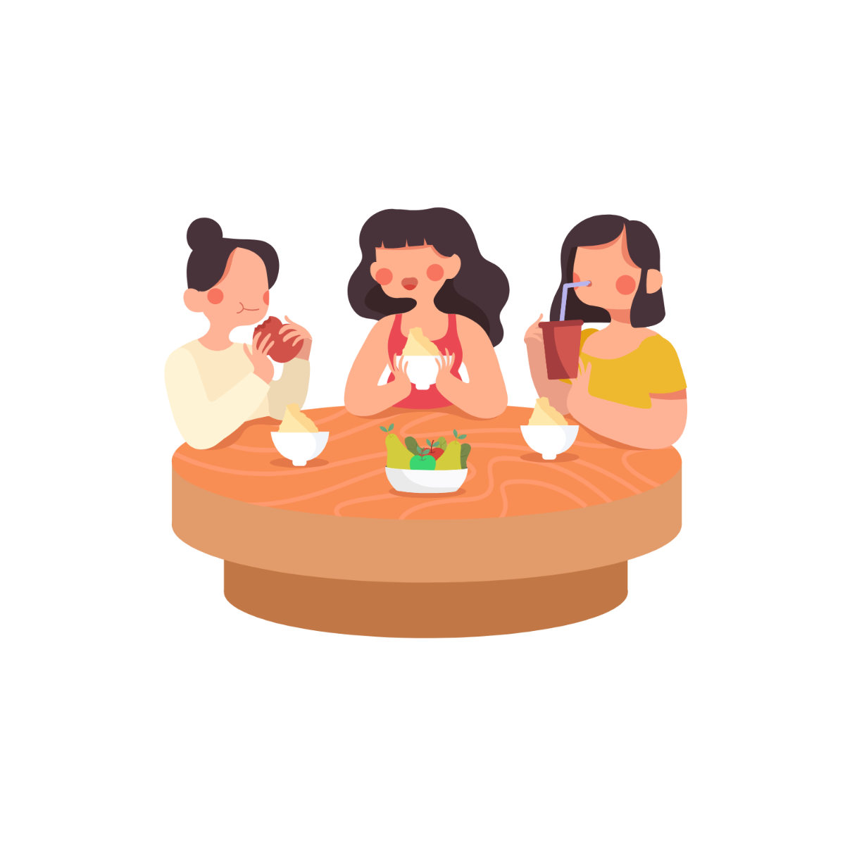 People Eating Vector Template