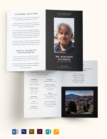 minimalistic eulogy funeral bi fold brochure