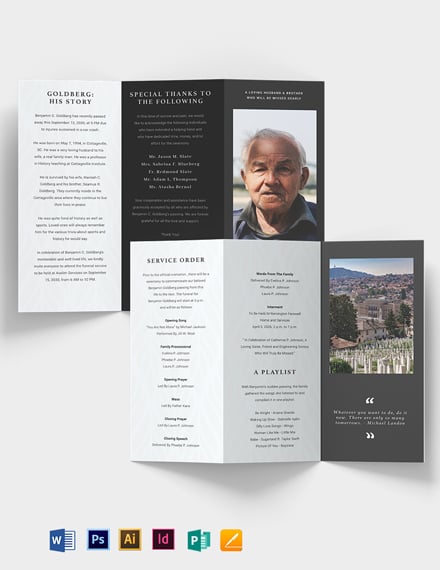 minimalistic eulogy funeral tri fold brochure