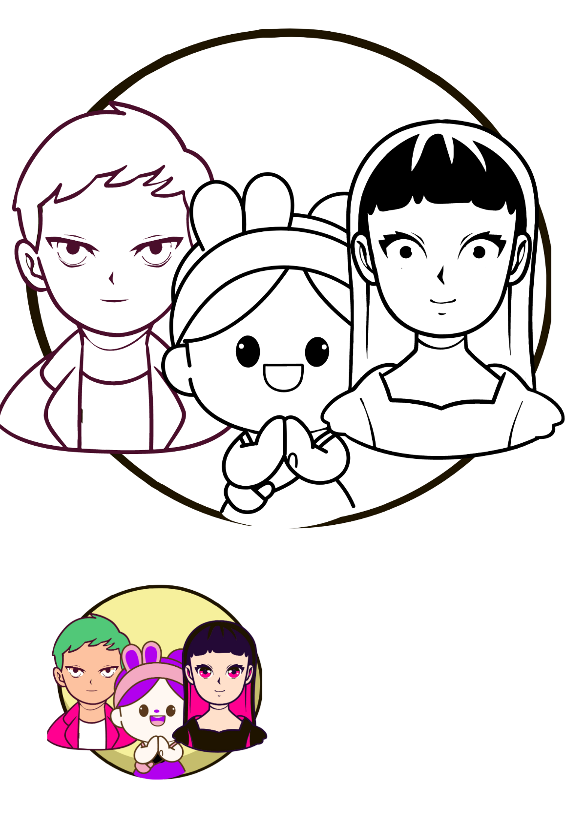 Anime Characters Coloring Pages Template
