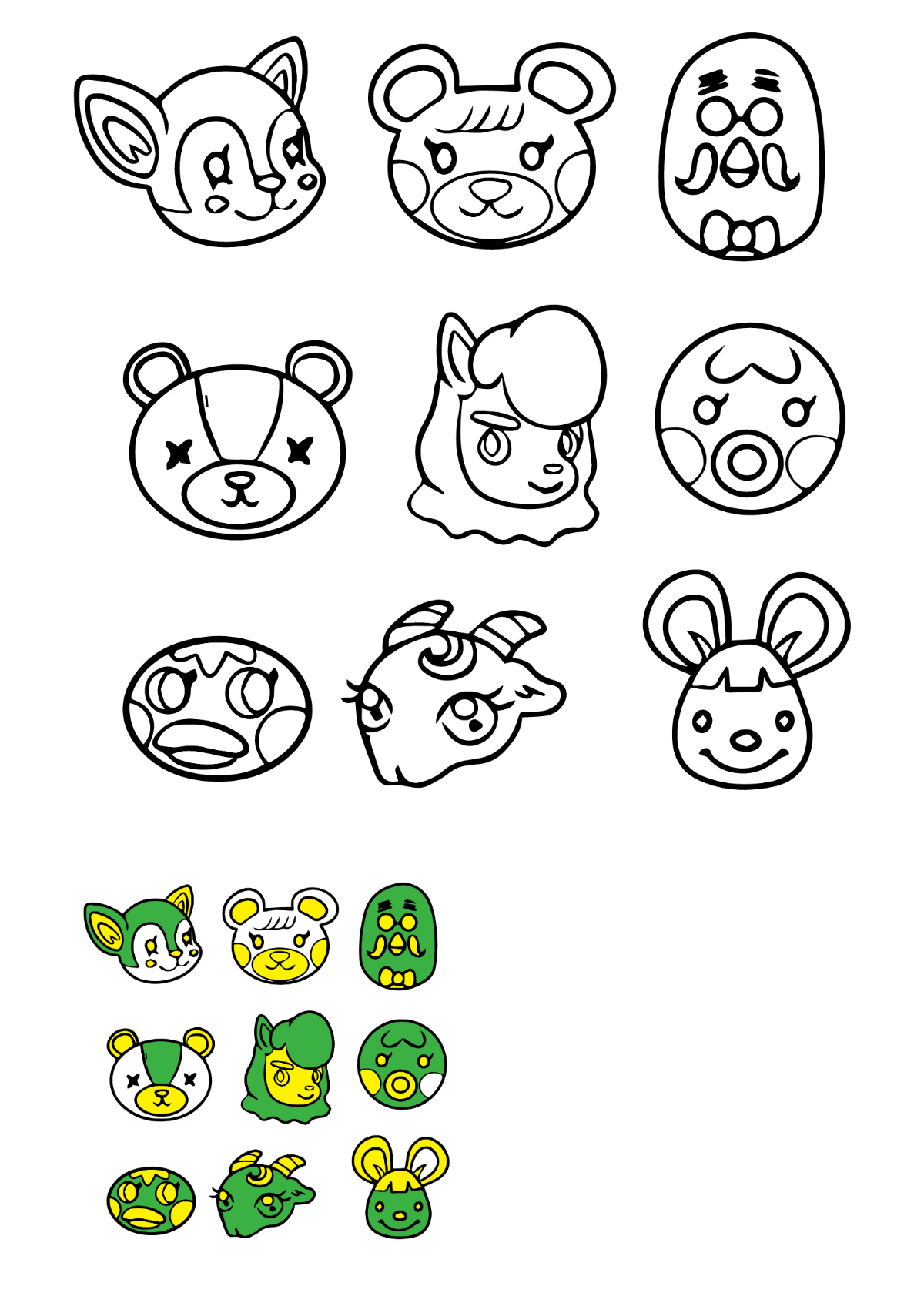 Animal Crossing Coloring Page Template