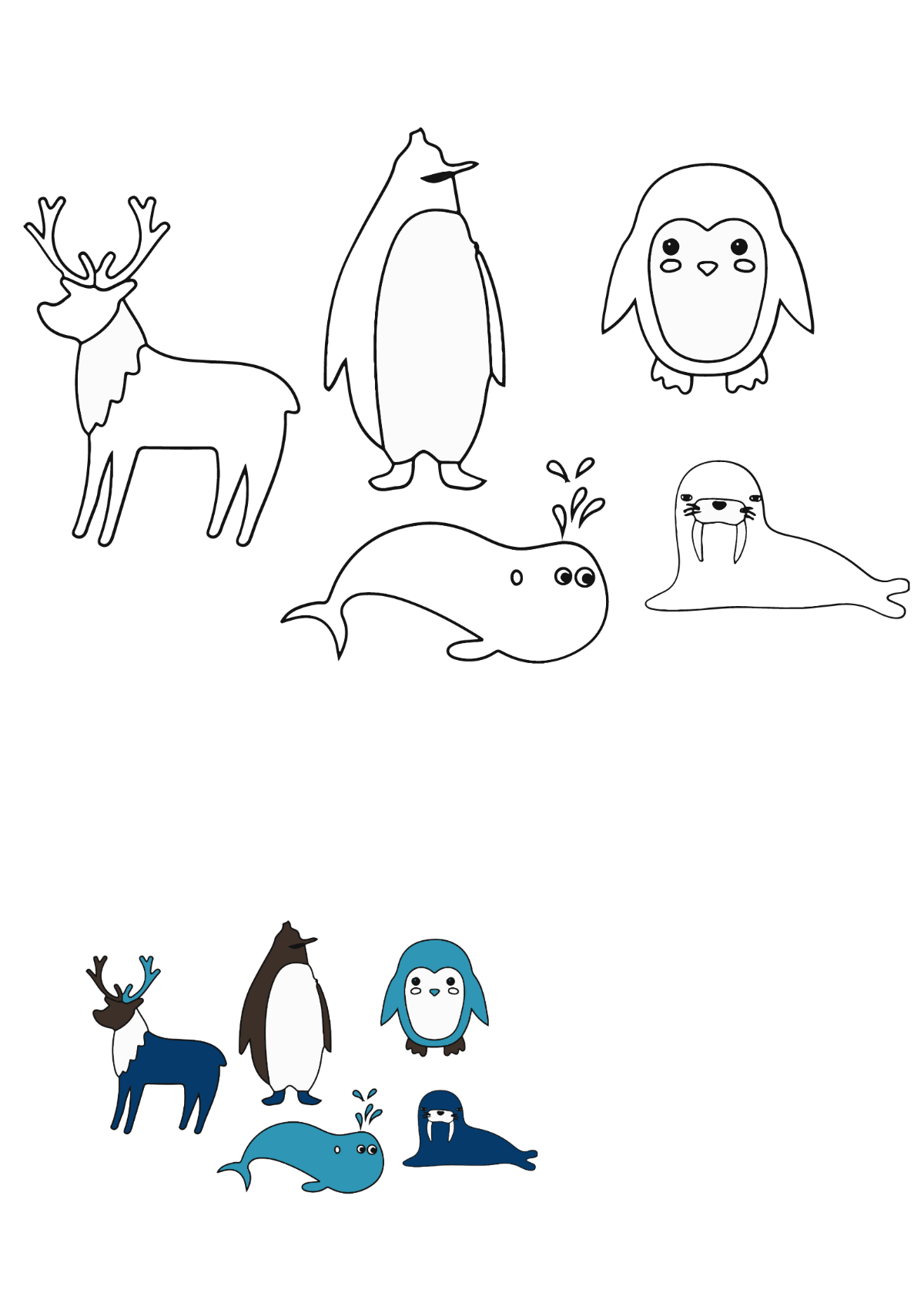 Arctic Animals Coloring Pages Template