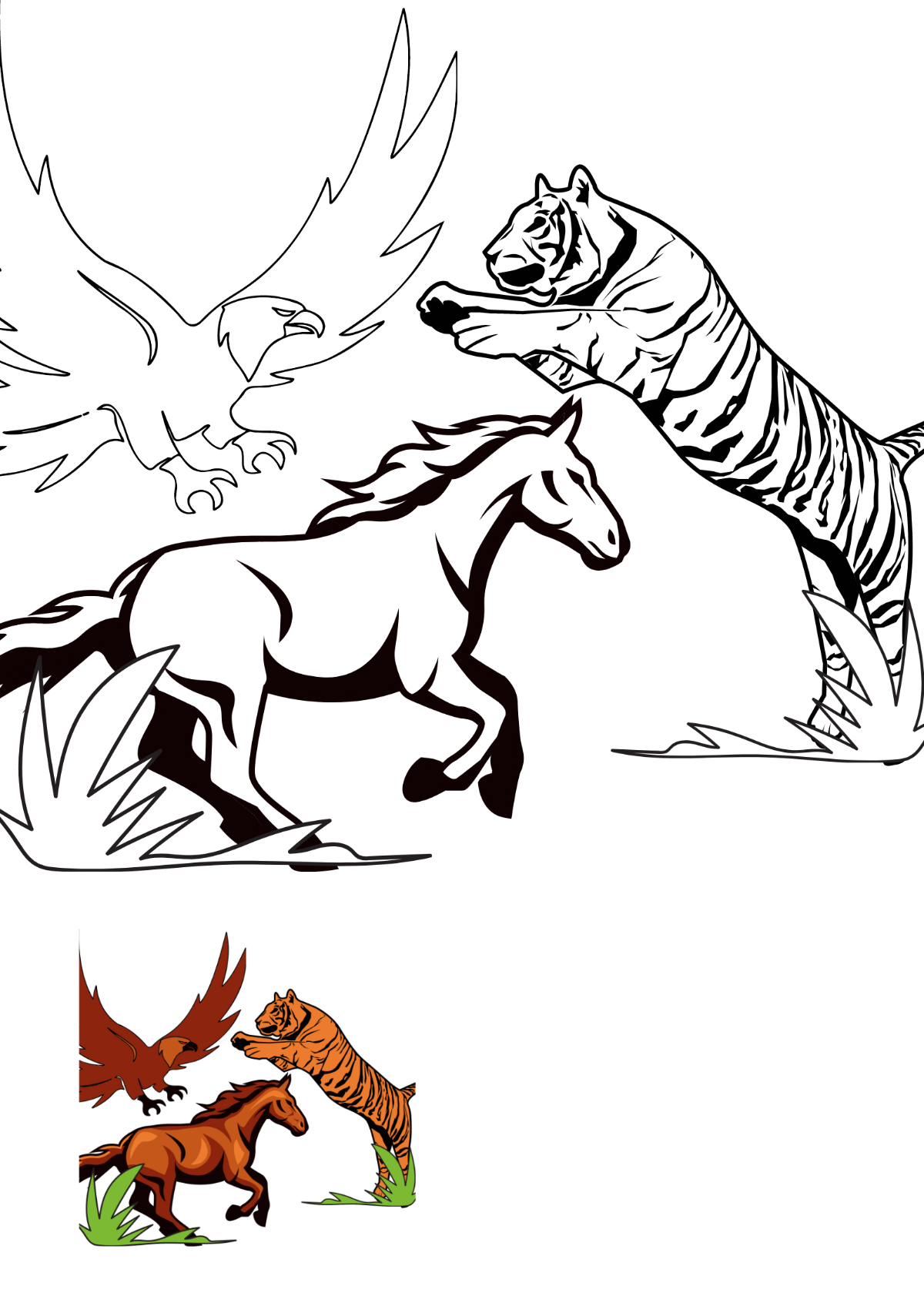 Realistic Animals Coloring Pages Template