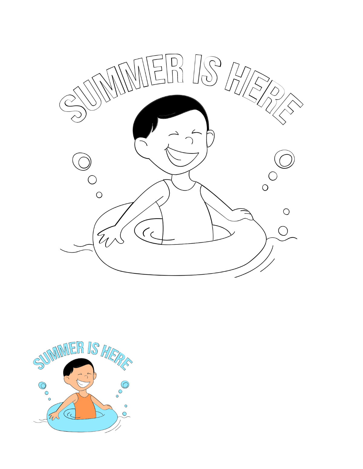 Summer Is Here Coloring Page Template