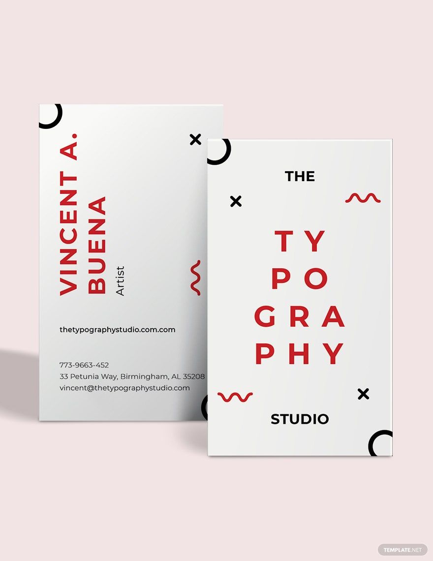 Typography Studio business card Template in Word, Google Docs, Illustrator, PSD, Apple Pages, Publisher