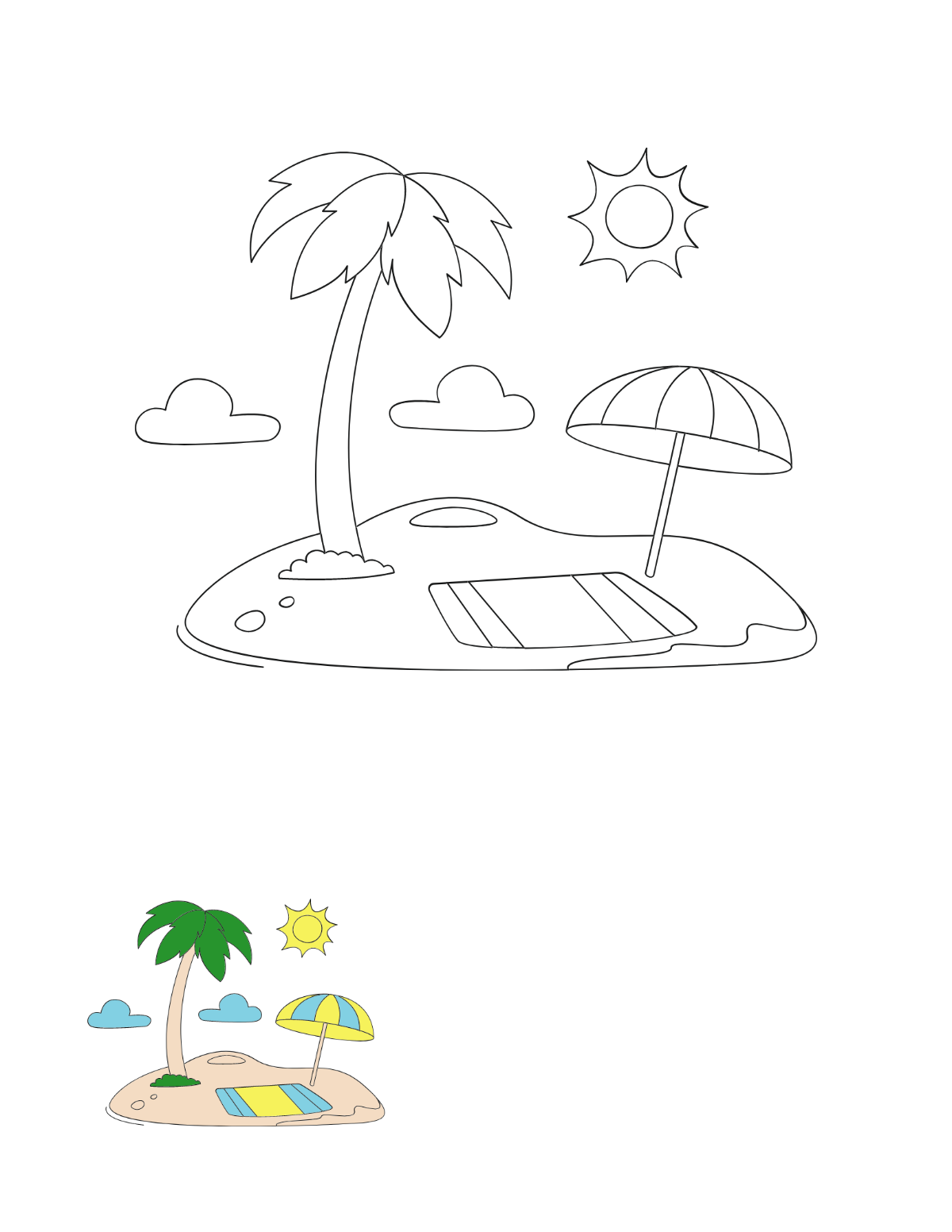 Preschool Summer Coloring Page Template
