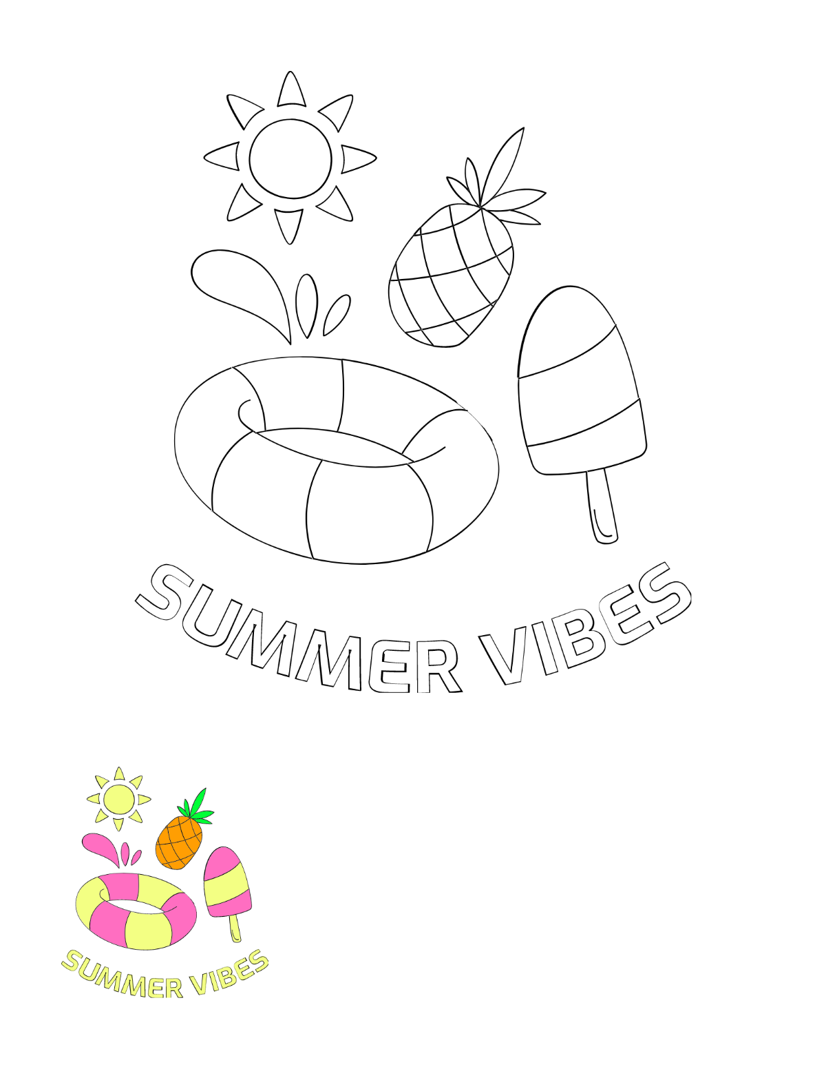 Summer Vibes Coloring Page Template