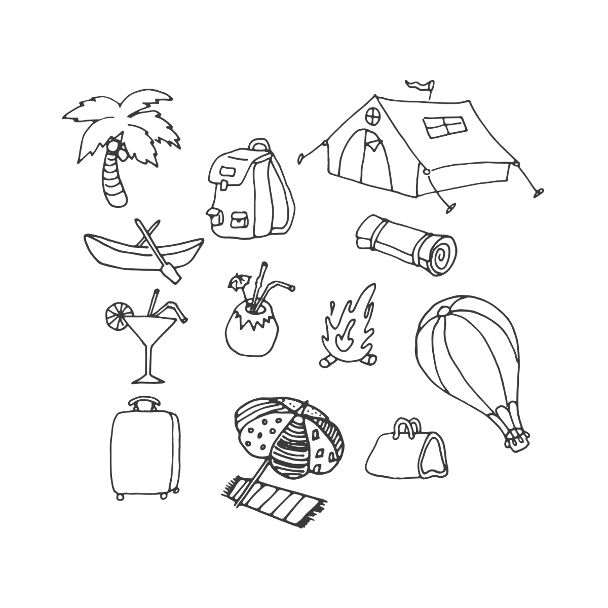 Vacation Doodle Vector Template
