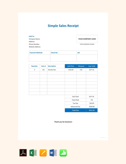 FREE Simple Sales Receipt Template - PDF | Word (DOC ...