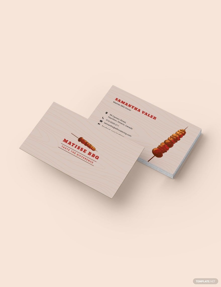 Wood BBQ Business Card Template in Word, Google Docs, Illustrator, PSD, Apple Pages, Publisher