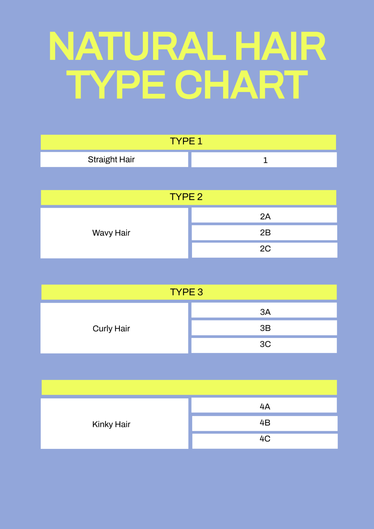 Natural Hair Type Chart Template