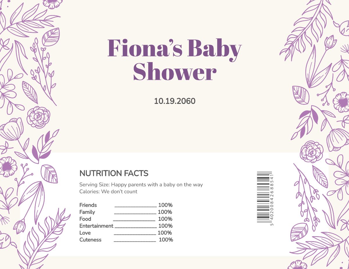 Baby Shower Candy Bar Wrapper Template