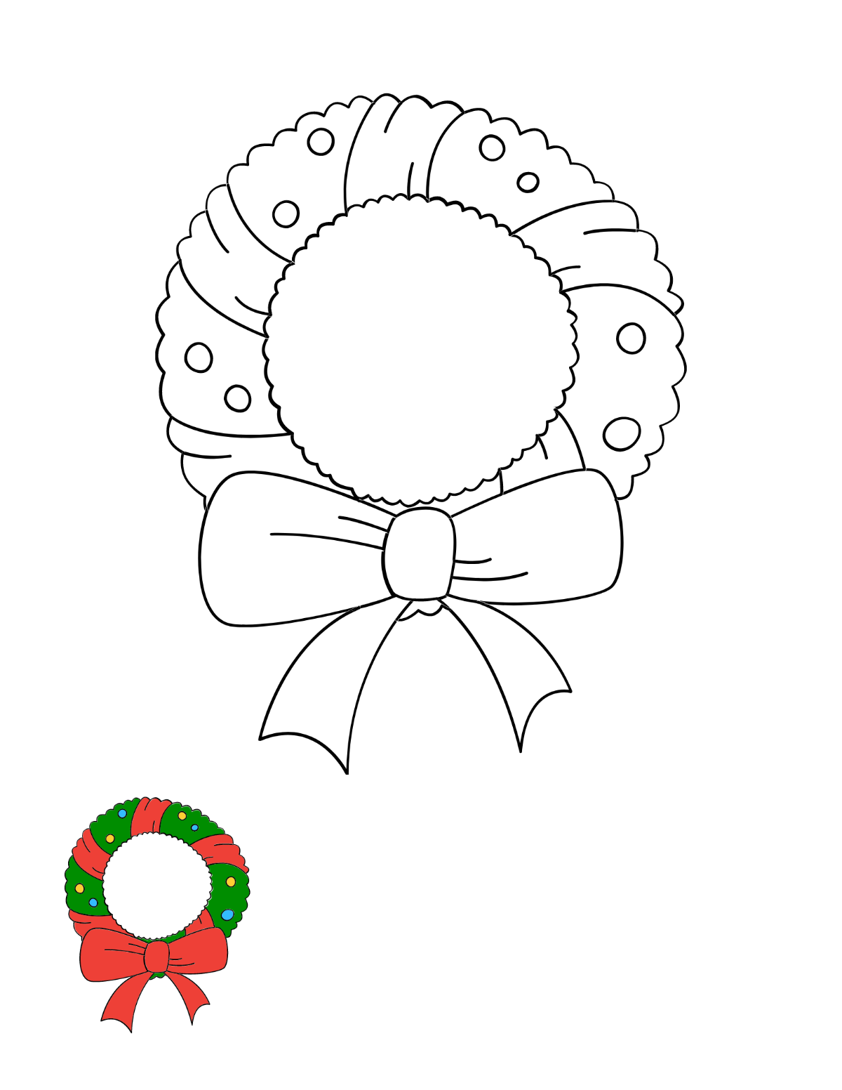 Christmas Wreath Coloring Page Template