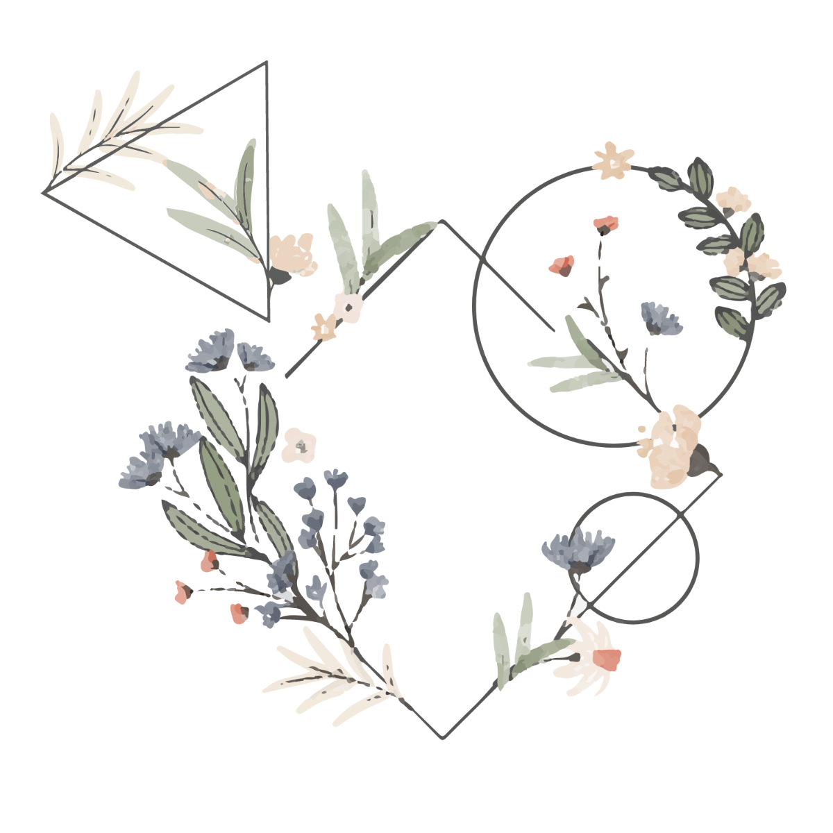 Floral Geometric Vector Template