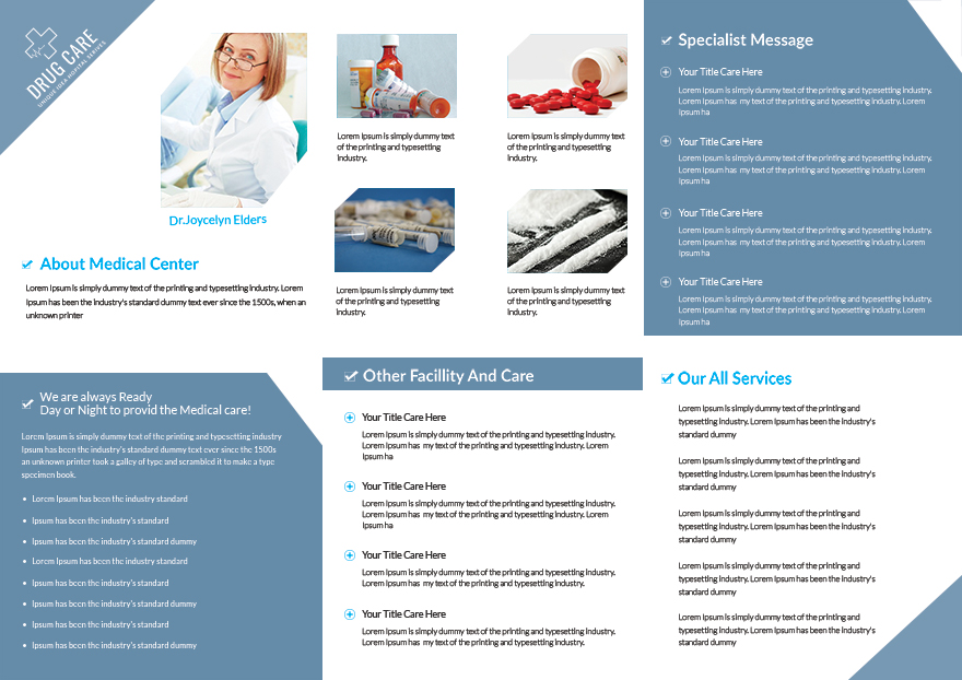 Drug Care A3 Tri-Fold Brochure Template
