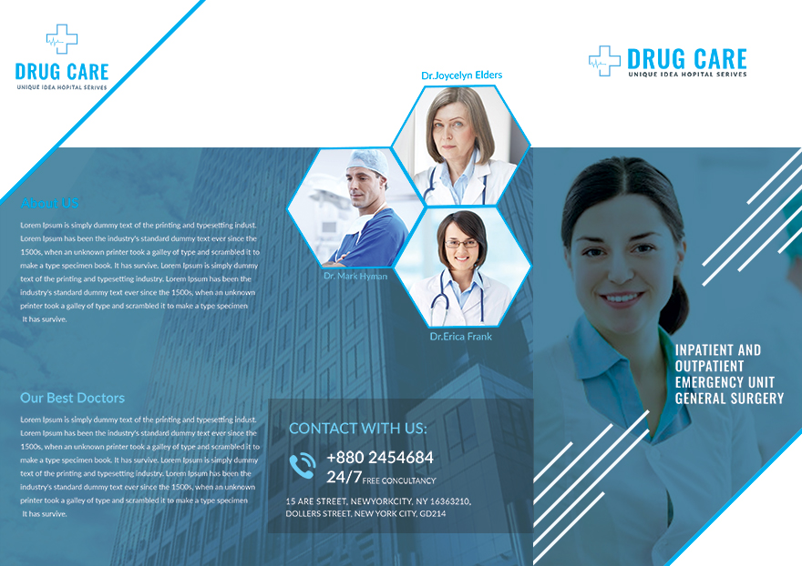 Drug Care A3 Tri-Fold Brochure Template